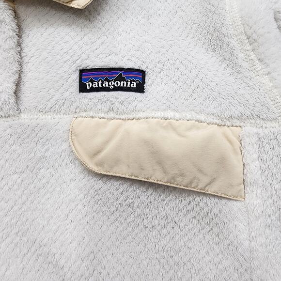 Patagonia Jacket Womens M Cream Raw Linen‎ Re-Tool Snap-T Fleece Pullover Hiking - Picture 3 of 11